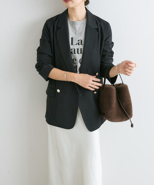 RIVE DROITE（リヴドロワ）の「【大人見えロゴT】La Beaute ロンTee（Tシャツ/カットソー・レディース・ベージュ/グレー/オフホワイト・FREE）」の8枚目の写真