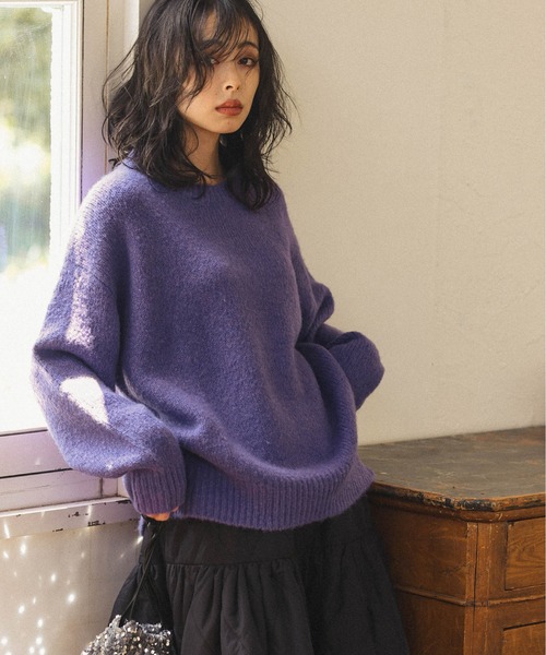La-gemme(ラジェム)の「ルーズシルエット カラーニット(ニット/セーター・レディース・ベージュ/ブラック/アイボリー/グレー/ブルー/パープル・フリー)」の21枚目の写真