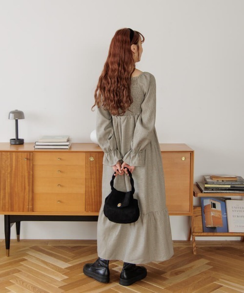 flower（フラワー）の「クラシックチェックワンピース（ワンピース・レディース・カーキ/ブラウン・FREE）」の17枚目の写真