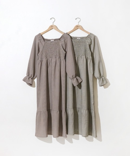 flower（フラワー）の「クラシックチェックワンピース（ワンピース・レディース・カーキ/ブラウン・FREE）」の21枚目の写真