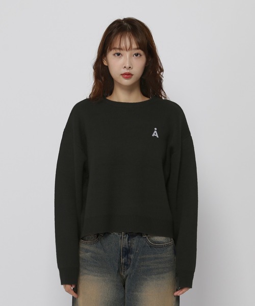 セール】【UNISEX】ALAND／Aロゴクルーニットプルオーバー