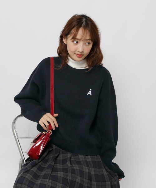 セール】【UNISEX】ALAND／Aロゴクルーニットプルオーバー（ニット