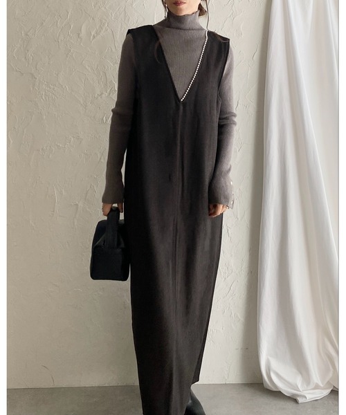 She's Closet(シーズクローゼット)の「深Vネックビジューパールジャンスカツイードロングワンピース(ワンピース・レディース・ブラウン/ブラック・SHORT/FREE)」の20枚目の写真