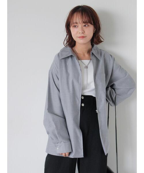 ehka sopo（エヘカソポ）の「ジップアップシャツ（シャツ/ブラウス・レディース・サックスブルー/グレー/オフホワイト・F）」の3枚目の写真