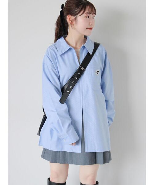 ehka sopo（エヘカソポ）の「ジップアップシャツ（シャツ/ブラウス・レディース・サックスブルー/グレー/オフホワイト・F）」の4枚目の写真