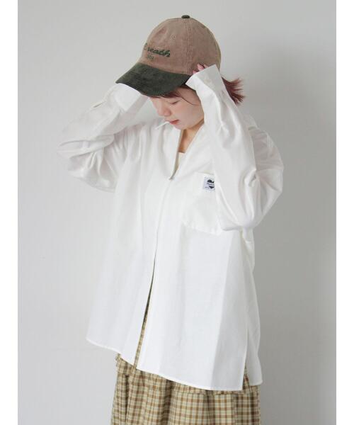 ehka sopo（エヘカソポ）の「ジップアップシャツ（シャツ/ブラウス・レディース・サックスブルー/グレー/オフホワイト・F）」の6枚目の写真