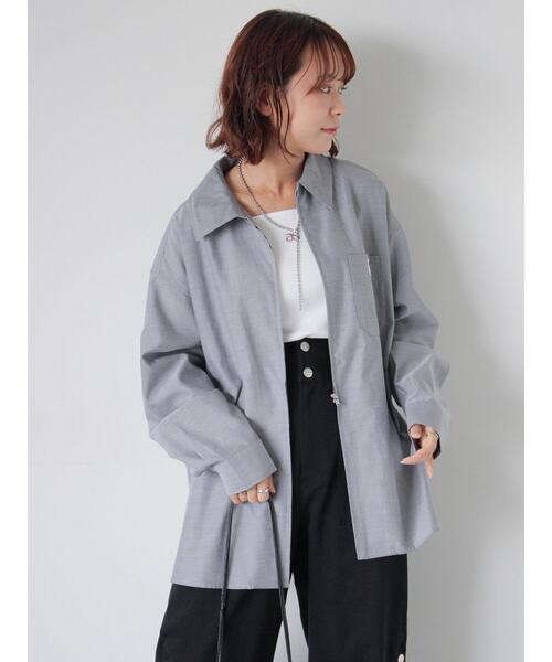 ehka sopo（エヘカソポ）の「ジップアップシャツ（シャツ/ブラウス・レディース・サックスブルー/グレー/オフホワイト・F）」の12枚目の写真