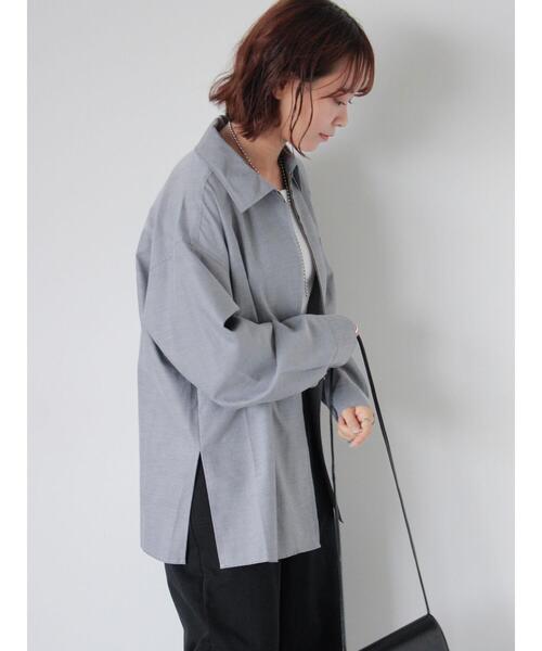 ehka sopo（エヘカソポ）の「ジップアップシャツ（シャツ/ブラウス・レディース・サックスブルー/グレー/オフホワイト・F）」の13枚目の写真