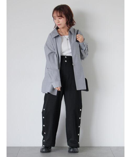 ehka sopo（エヘカソポ）の「ジップアップシャツ（シャツ/ブラウス・レディース・サックスブルー/グレー/オフホワイト・F）」の16枚目の写真