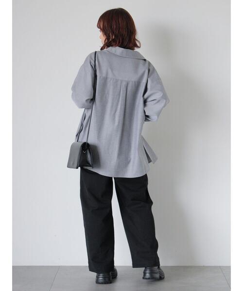 ehka sopo（エヘカソポ）の「ジップアップシャツ（シャツ/ブラウス・レディース・サックスブルー/グレー/オフホワイト・F）」の18枚目の写真