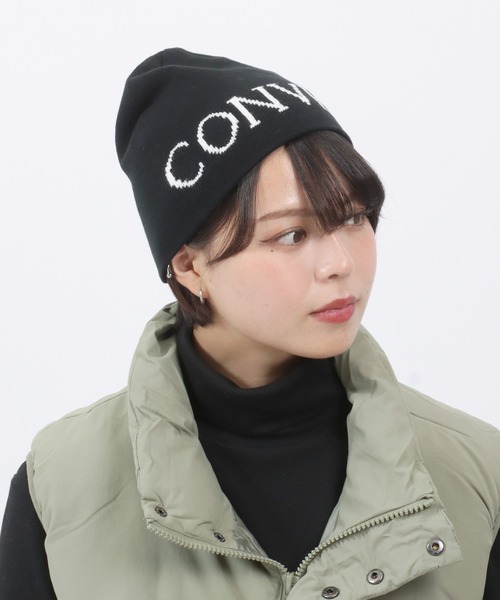 CONVERSE（コンバース）の「CONVERSE（コンバース）ジャガードロゴニットビーニー/ニット帽/ニットキャップ メンズ レディース（ニットキャップ/ビーニー・レディース・ピンク/グレー/ブラック・FREE）」の5枚目の写真