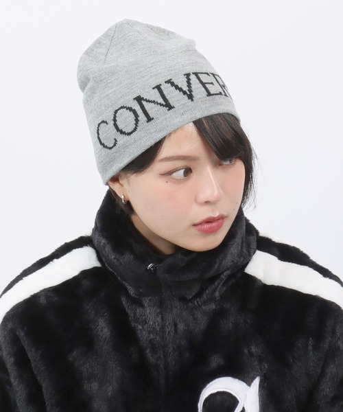 CONVERSE（コンバース）の「CONVERSE（コンバース）ジャガードロゴニットビーニー/ニット帽/ニットキャップ メンズ レディース（ニットキャップ/ビーニー・レディース・ピンク/グレー/ブラック・FREE）」の9枚目の写真