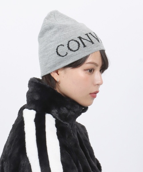 CONVERSE（コンバース）の「CONVERSE（コンバース）ジャガードロゴニットビーニー/ニット帽/ニットキャップ メンズ レディース（ニットキャップ/ビーニー・レディース・ピンク/グレー/ブラック・FREE）」の10枚目の写真