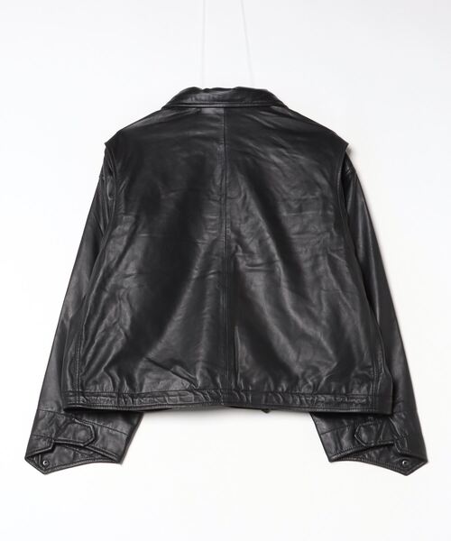 ALLSAINTS（オールセインツ）の「CLAY FUNNEL NECK CROPPED LEATHER JACKET | CLAY ファンネル ネック クロップド レザー ジャケット（その他アウター・レディース・ブラック・S/M/XS）」の11枚目の写真