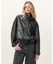 CLAY FUNNEL NECK CROPPED LEATHER JACKET | CLAY ファンネル ネック クロップド レザー ジャケット