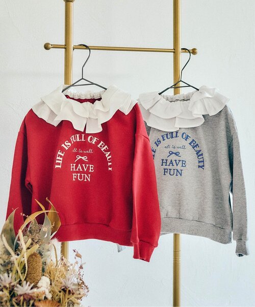 セール】フリル衿リボンロゴトレーナー（スウェット）｜apres les