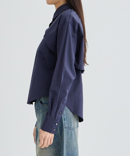 BASICKS(ベイシックス)の「【BASICKS/ベーシックス】Cut-out Thomas Mason Shirt/カットオフシャツ(シャツ/ブラウス・レディース・ライトブルー/レッド・S)」の5枚目の写真