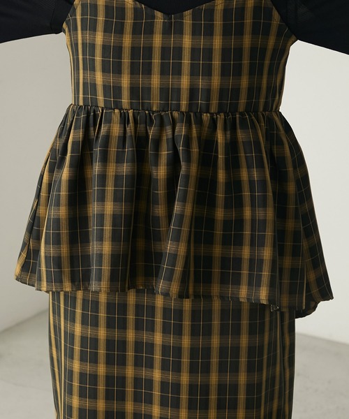 BONLECILL(ボンルシール)の「先染めチェックバックリボンレイヤード風キャミワンピース(ワンピース・レディース・ブラック/ネイビー/モスグリーン/ベージュ・FREE)」の11枚目の写真