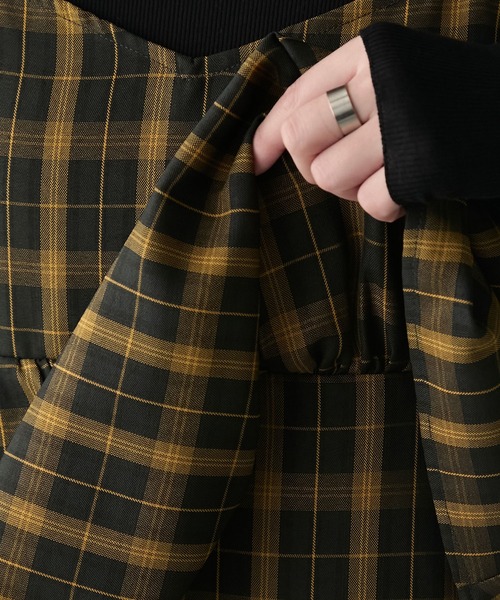 BONLECILL(ボンルシール)の「先染めチェックバックリボンレイヤード風キャミワンピース(ワンピース・レディース・ブラック/ネイビー/モスグリーン/ベージュ・FREE)」の12枚目の写真