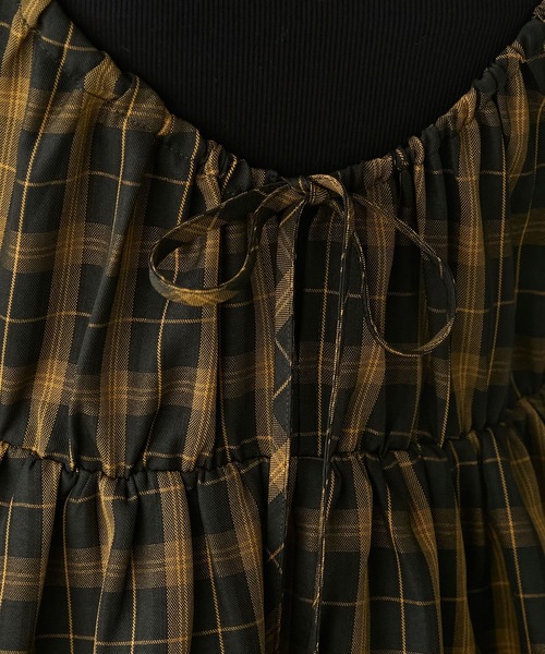 BONLECILL(ボンルシール)の「先染めチェックバックリボンレイヤード風キャミワンピース(ワンピース・レディース・ブラック/ネイビー/モスグリーン/ベージュ・FREE)」の19枚目の写真