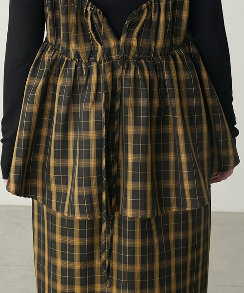 BONLECILL(ボンルシール)の「先染めチェックバックリボンレイヤード風キャミワンピース(ワンピース・レディース・ブラック/ネイビー/モスグリーン/ベージュ・FREE)」の21枚目の写真