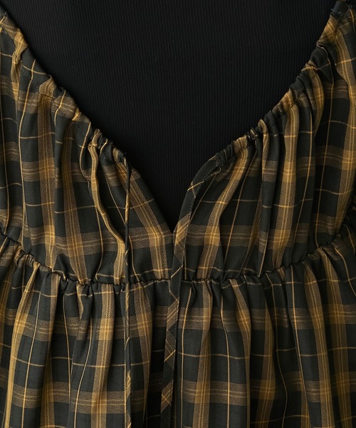 BONLECILL(ボンルシール)の「先染めチェックバックリボンレイヤード風キャミワンピース(ワンピース・レディース・ブラック/ネイビー/モスグリーン/ベージュ・FREE)」の22枚目の写真