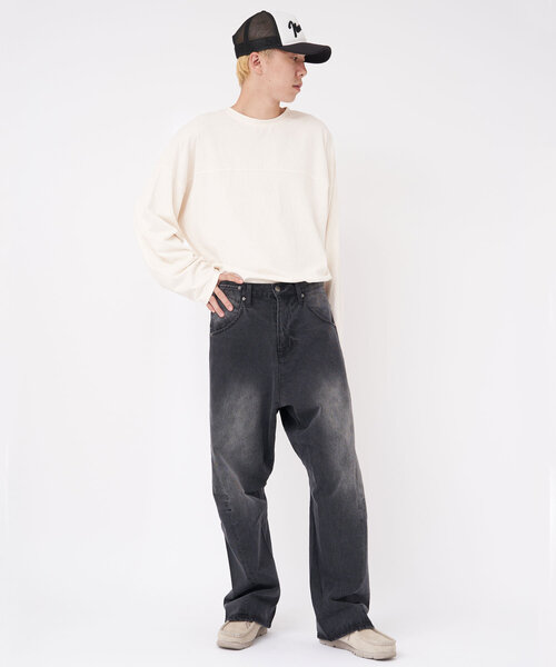 CIAOPANIC(チャオパニック)の「【cian denim/シアンデニム】立体裁断ワイドデニム(デニムパンツ・メンズ・ブルー/ブラック・MEDIUM/LARGE)」の11枚目の写真