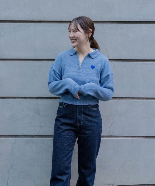 BLUE ×PALANG 限定カラーHEART ZIP KNIT BLUE×PALANG（ブルーパラン） ニット セーター 「ZOZOTOWN限定カラー