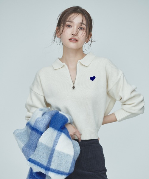 BLUE ×PALANG 限定カラーHEART ZIP KNIT BLUE×PALANG（ブルーパラン） ニット セーター 「ZOZOTOWN限定カラー
