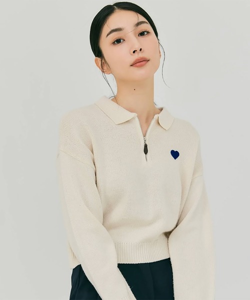 BLUE×PALANG(ブルーパラン)の「【ZOZO限定】HEART ZIP KNIT/ハーフジップニット(ニット/セーター・レディース・ブルー/グレー/アイボリー・FREE)」の8枚目の写真