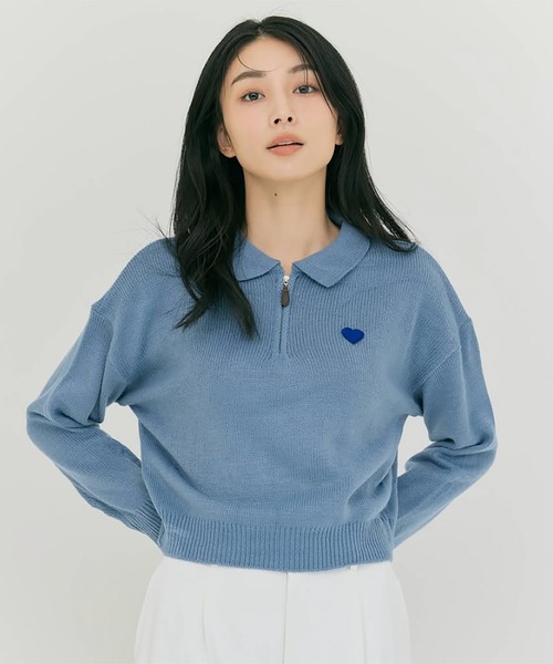 BLUE×PALANG(ブルーパラン)の「【ZOZO限定】HEART ZIP KNIT/ハーフジップニット(ニット/セーター・レディース・ブルー/グレー/アイボリー・FREE)」の10枚目の写真