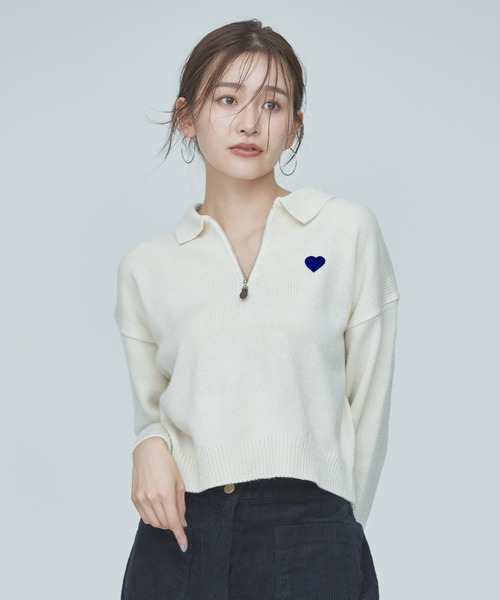BLUE×PALANG(ブルーパラン)の「【ZOZO限定】HEART ZIP KNIT/ハーフジップニット(ニット/セーター・レディース・ブルー/グレー/アイボリー・FREE)」の17枚目の写真