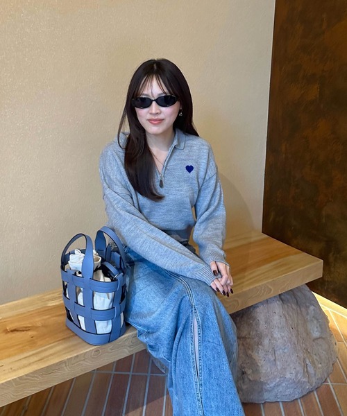 BLUE×PALANG(ブルーパラン)の「【ZOZO限定】HEART ZIP KNIT/ハーフジップニット(ニット/セーター・レディース・ブルー/グレー/アイボリー・FREE)」の16枚目の写真