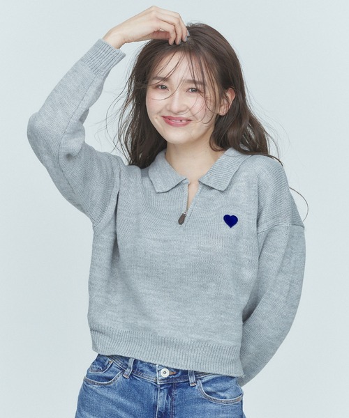 BLUE×PALANG(ブルーパラン)の「【ZOZO限定】HEART ZIP KNIT/ハーフジップニット(ニット/セーター・レディース・ブルー/グレー/アイボリー・FREE)」の18枚目の写真