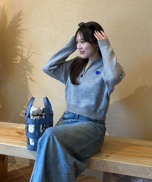 BLUE×PALANG(ブルーパラン)の「【ZOZO限定】HEART ZIP KNIT/ハーフジップニット(ニット/セーター・レディース・ブルー/グレー/アイボリー・FREE)」の20枚目の写真