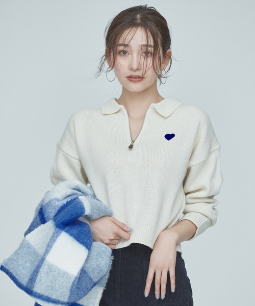 BLUE×PALANG(ブルーパラン)の「【ZOZO限定】HEART ZIP KNIT/ハーフジップニット(ニット/セーター・レディース・ブルー/グレー/アイボリー・FREE)」の21枚目の写真