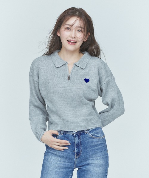 BLUE×PALANG(ブルーパラン)の「【ZOZO限定】HEART ZIP KNIT/ハーフジップニット(ニット/セーター・レディース・ブルー/グレー/アイボリー・FREE)」の22枚目の写真