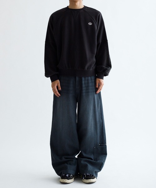 EPNK(イーピーエヌケー)の「【EPNK】Velours line sweat / ベロアラインスウェット(スウェット・メンズ・グレー/ブラック・LARGE/MEDIUM/SMALL)」の3枚目の写真