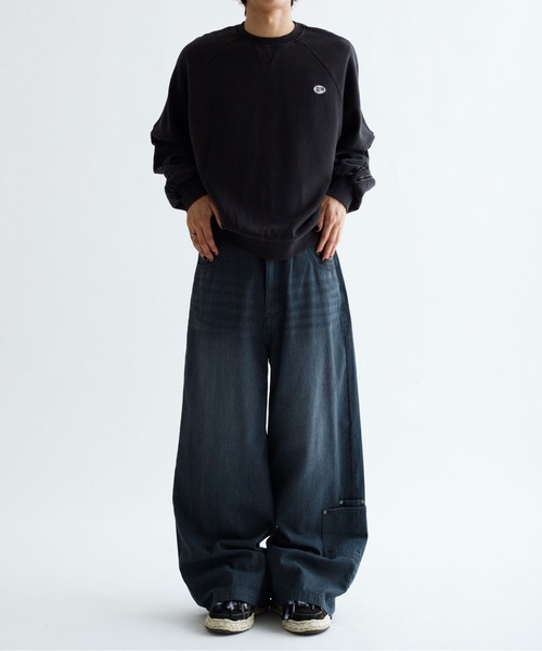 EPNK(イーピーエヌケー)の「【EPNK】Velours line sweat / ベロアラインスウェット(スウェット・メンズ・グレー/ブラック・LARGE/MEDIUM/SMALL)」の4枚目の写真