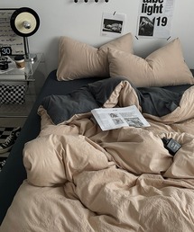 CERCA（チェルカ）の「【 somni / ソニ 】バイカラー　シングル ベッドカバー 枕カバー 寝具3点セット（寝具）」