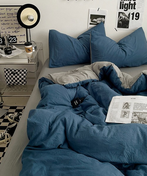 セール】【 somni / ソニ 】バイカラー シングル ベッドカバー 枕