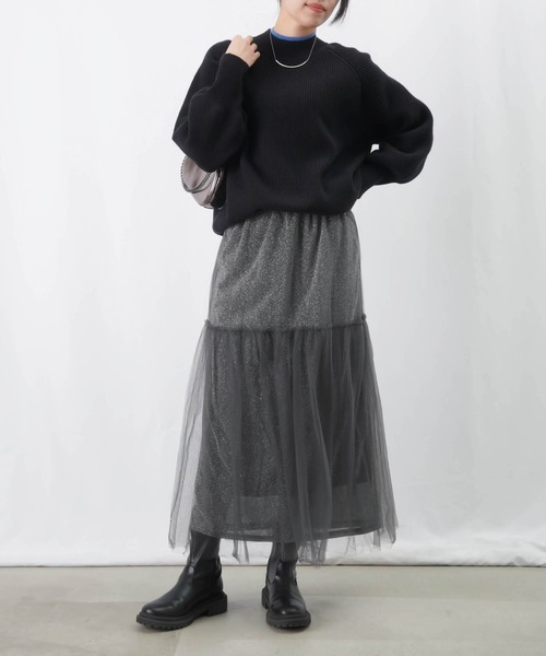 LUCA/LADY LUCK LUCA(ルカ/レディラックルカ)の「LC/LLL 配色片畦ニットプルオーバー(ニット/セーター・レディース・ブラック/ベージュ/モカ・FREE)」の4枚目の写真
