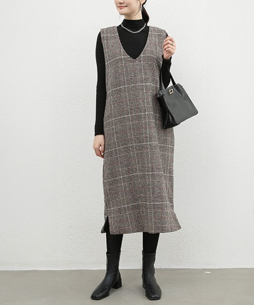 Miniministore(ミニミニストア)の「ジャンパースカート チェック柄ワンピース(ワンピース・レディース・B/A・M/L)」の1枚目の写真
