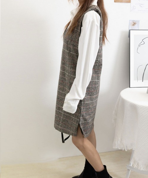 Miniministore(ミニミニストア)の「ジャンパースカート チェック柄ワンピース(ワンピース・レディース・B/A・M/L)」の4枚目の写真