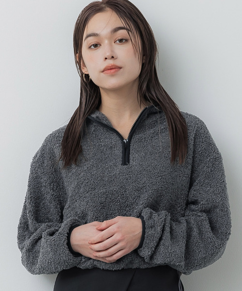 coca(coca)(コカ)の「ボアイージーアノラック(ブルゾン・レディース・アイボリー/チャコール・M/L)」の1枚目の写真