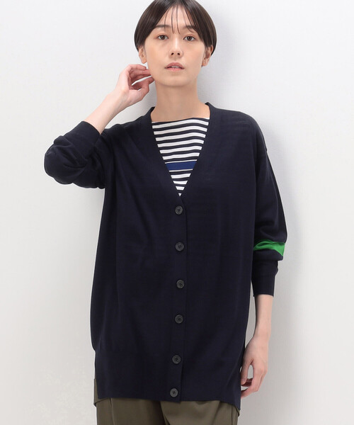 COMME CA（コムサ）の「ハイゲージニット カーディガン（カーディガン/ボレロ・レディース・グレー/ネイビー・9号）」の2枚目の写真