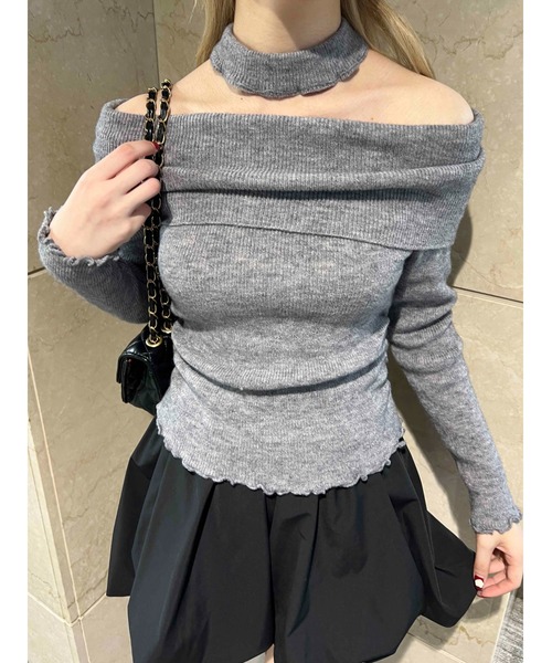 PHILLY(フィリー)の「【2点セット】メロウオフショルニット(ニット/セーター・レディース・ブラック/グレー・FREE)」の2枚目の写真