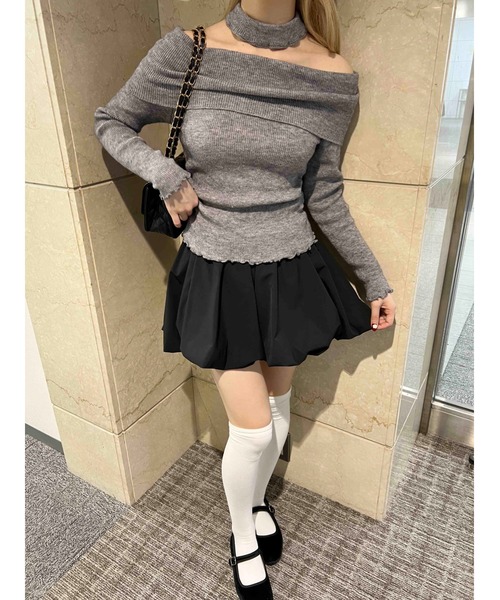 PHILLY(フィリー)の「【2点セット】メロウオフショルニット(ニット/セーター・レディース・ブラック/グレー・FREE)」の12枚目の写真