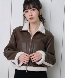 Nora Lily elle（ノラリリーエル）の「【Nora Lily】「elle」Boa Fake Leather Short Reversible Blouson（ムートンコート）」
