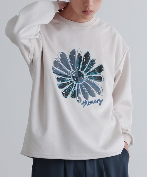 MDR（エムディアール）の「フラワー刺繍プリントプルオーバー（Tシャツ/カットソー・メンズ・アイボリー/ブラック・M/L）」の2枚目の写真